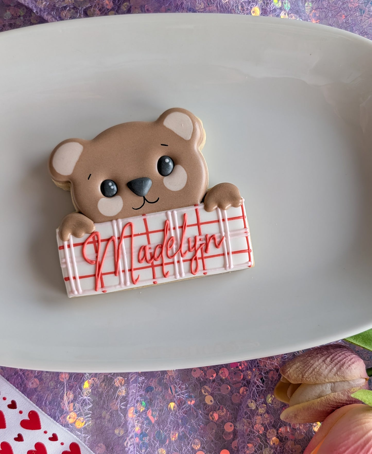 Personalized teddy bear cookie