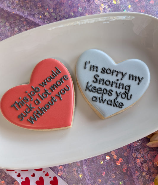 Single large conversation heart cookie
