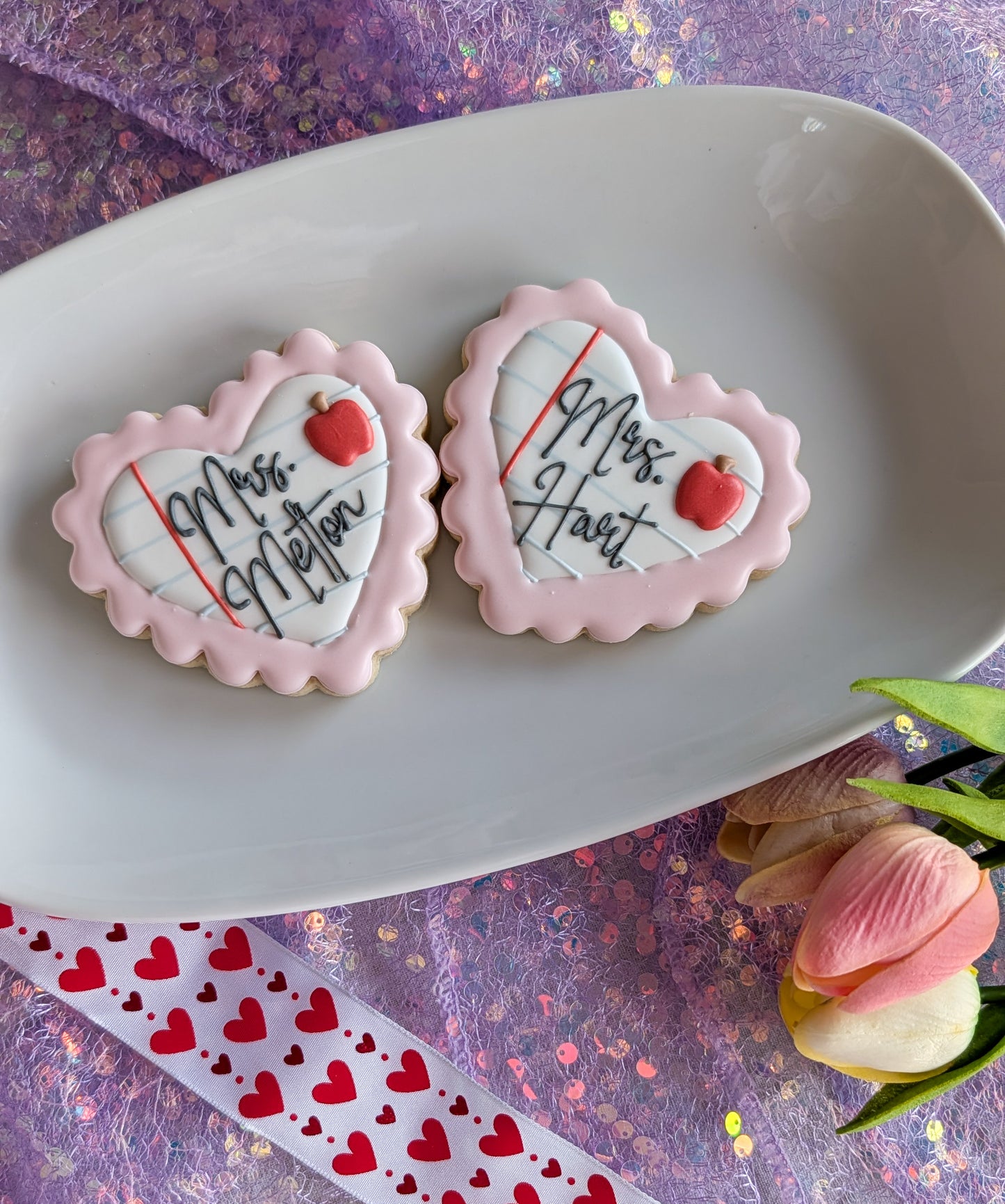 Teacher single valentine cookie
